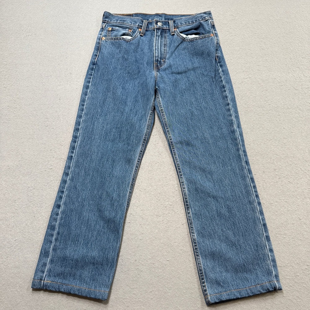 Levis 505 Jeans Men's 32x32 Blue Denim Original Fit Straight Leg Mid Rise Cotton